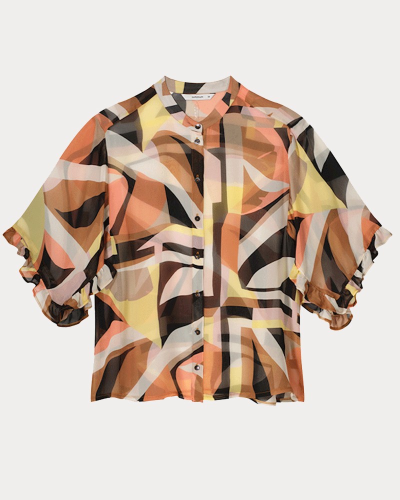 Transparante blouse met print